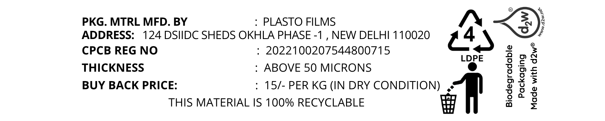 Plasto Films Recycling info